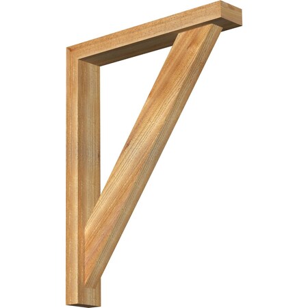 Ekena Millwork Traditional Block Rough Sawn Bracket w/ Offset Brace, Western Red Cedar, 4"W x 24"D x 32"H BKT0402X24X32TRA05RWR